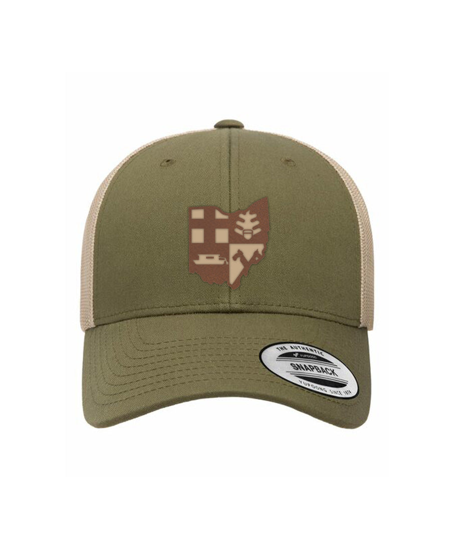 Ohio Crest Leather Patch Hat - Green/Khaki