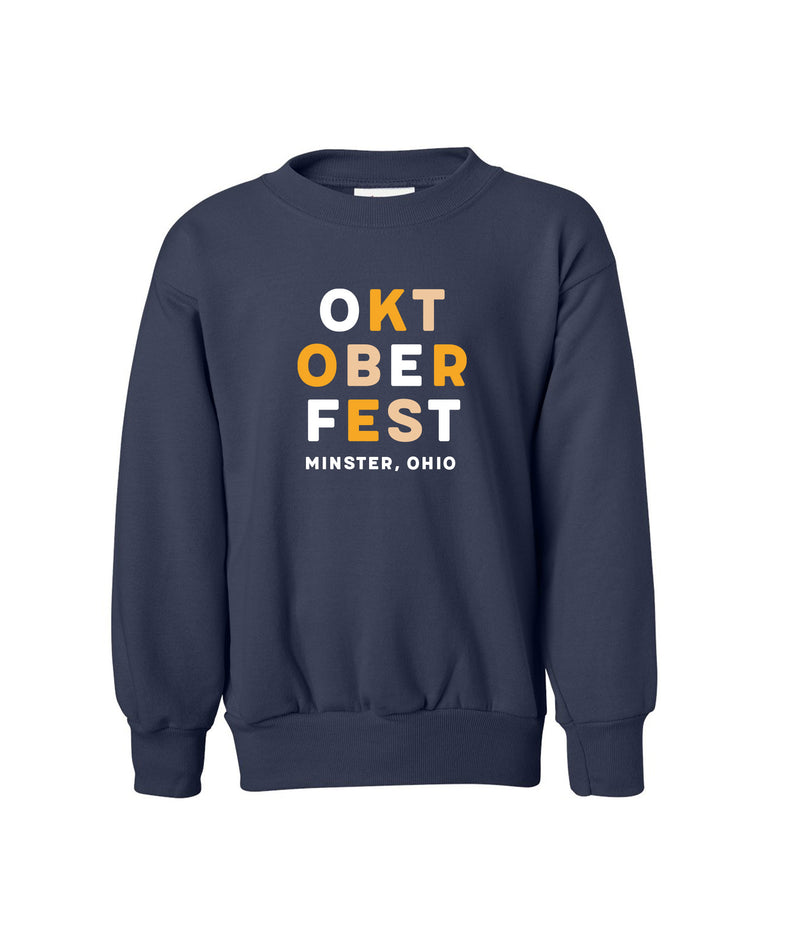 Oktoberfest Block Letter Navy Crewneck - YOUTH